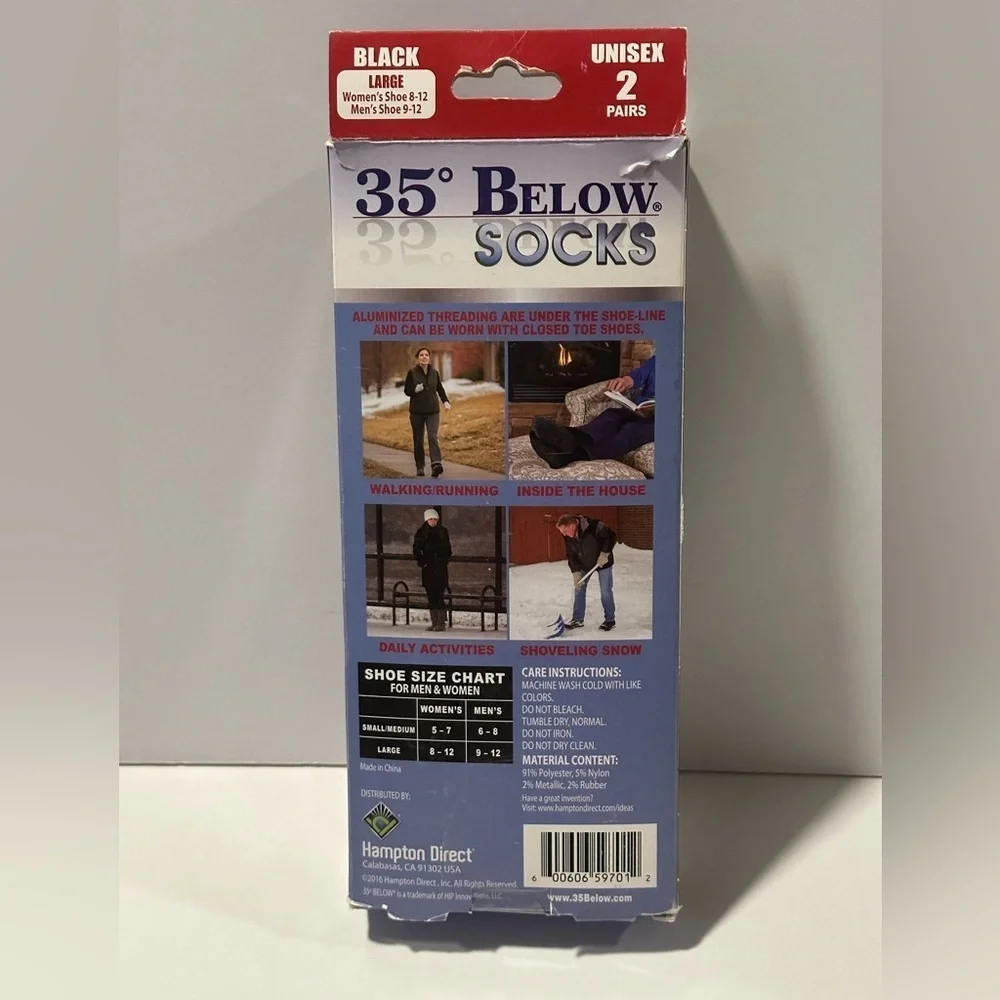 35 Below Socks - Black Aluminized Fibers 2 pairs